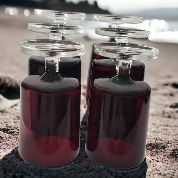 CRISTAL D'ARQUES Ruby Red Glasses Water/Wine/Cordial ,Cavalier Starter Set - Picture 4 of 11